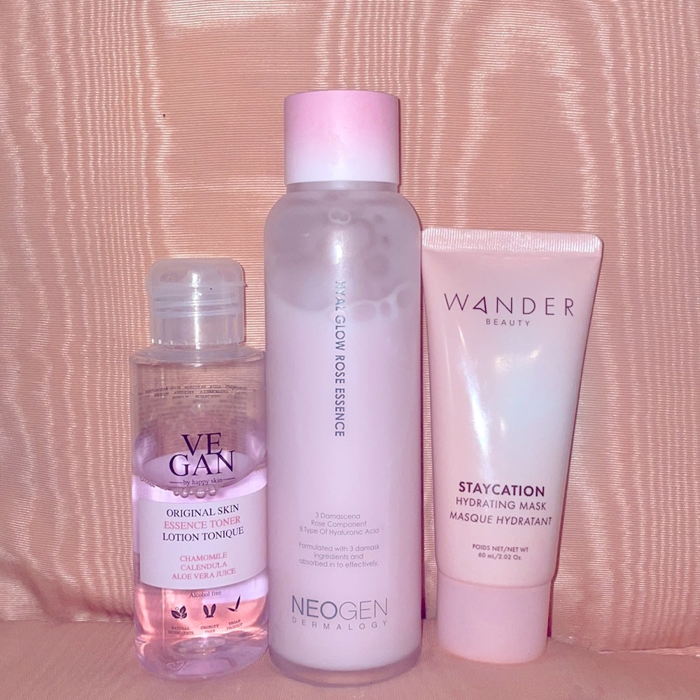 Wander Staycation Hydrating Mask Neogen Dermalogy Rose Be Happy Essence Toner